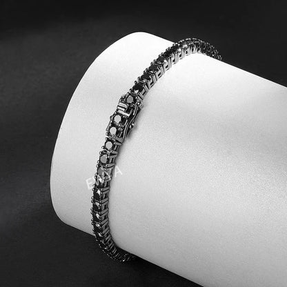 GRA Certified Full 3/4/5/6.5MM Black Moissanite Tennis Bracelet for Men Women S925 Silver Plated 18K Black Gold Bracelets