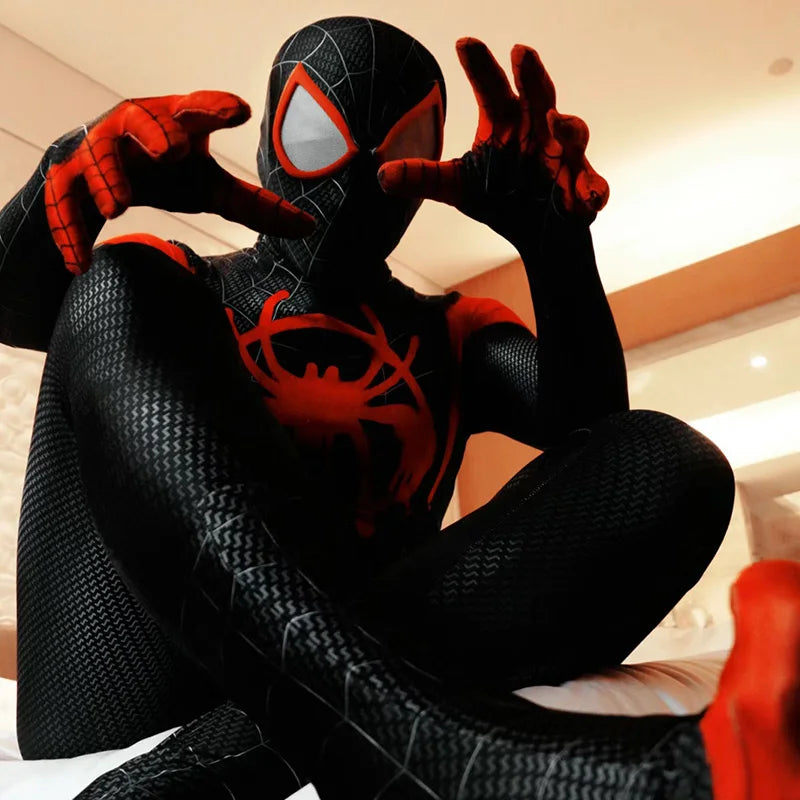 Spiderman Zentai Costume Anime Superhero Miles Morales Spider Man Cosplay Costume Bodysuit Halloween Costume for Kids Boy Adult