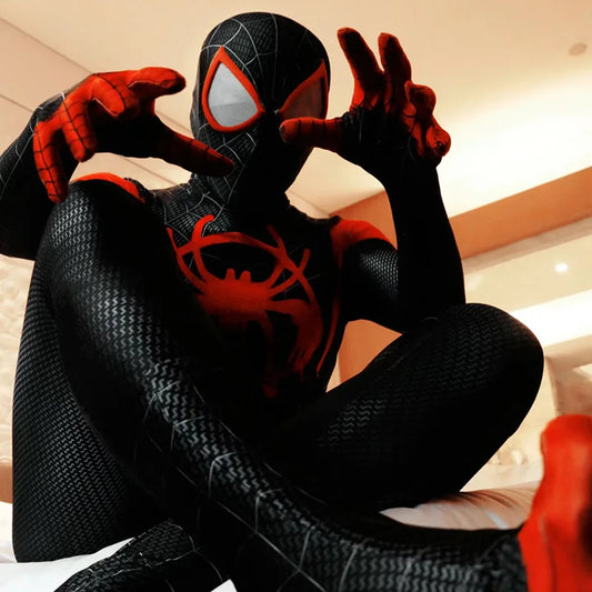 Spiderman Zentai Costume Anime Superhero Miles Morales Spider Man Cosplay Costume Bodysuit Halloween Costume for Kids Boy Adult