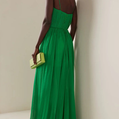 Customized Prom Gown Green Sleeveless Formal Party Dress Sexy Backless Celebrity Banquet Vestidos De Festa Perspective Evening