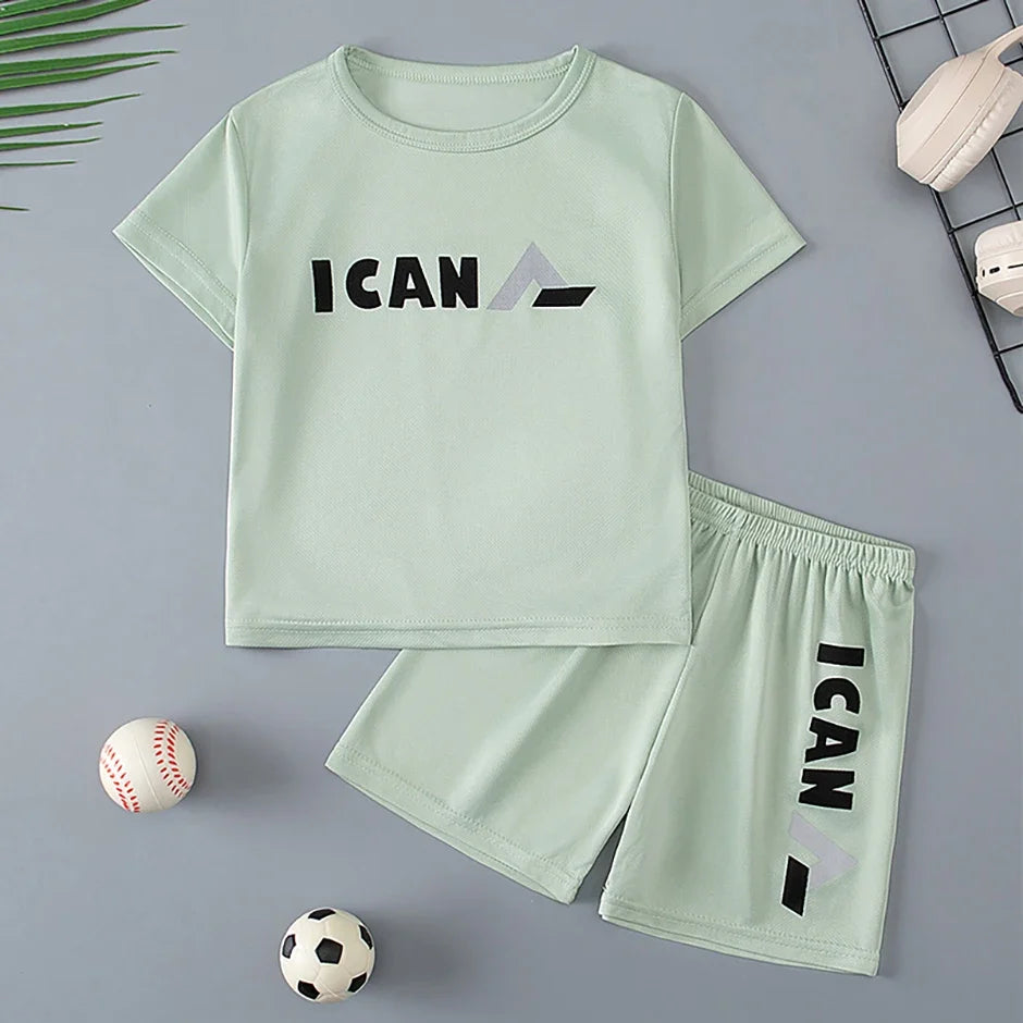 2/5-piece Set 2026 Summer Children's Multi-color Quick Drying Casual Suit Boys And Girls Versatile Short Sleeved Sports Shorts