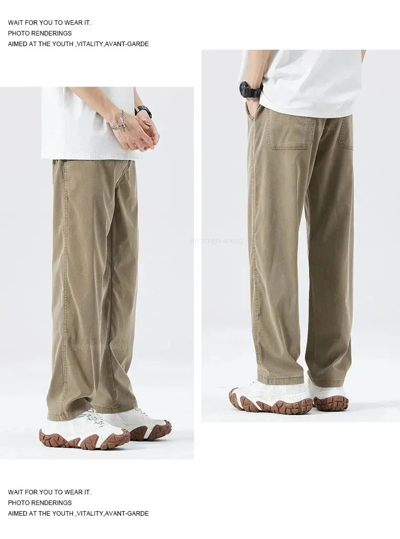 Ultra Thin Baggy Jeans Men's Summer New in Lyocell Soft Breathable Straight Trousers Elastic Waist Casual Blue Gray Wide Pants