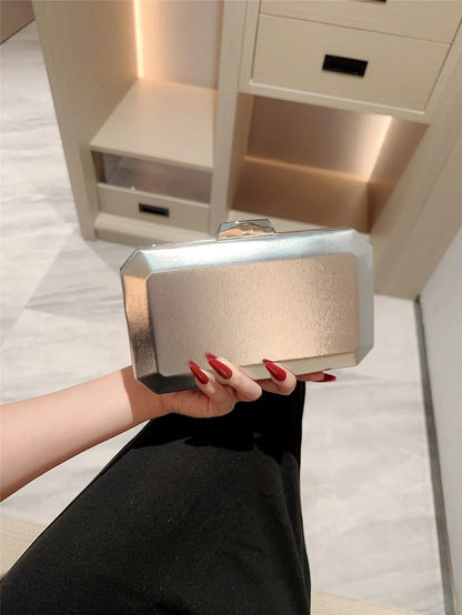 European and American Fashionable Dinner Bag Metal Buckle Clutch Bag Square Box Bag Crossbody Chain Bag Evening Bag Dress Bag