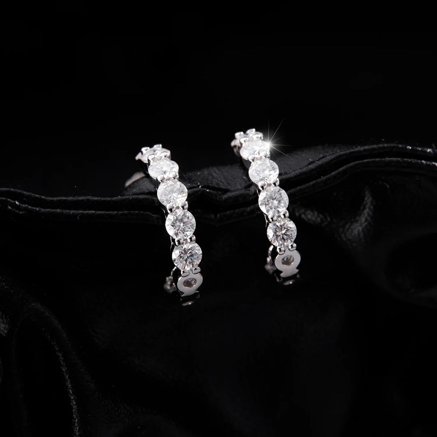 D Color C Shape Moissanite Earrings 925 Sterling Silver Charming Dazzling Hoop Earrings For Women Wedding Fine Jewelry