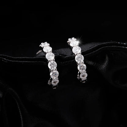 D Color C Shape Moissanite Earrings 925 Sterling Silver Charming Dazzling Hoop Earrings For Women Wedding Fine Jewelry