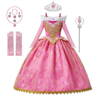 Summer Deluxe Princess Snow White Gown with Cape Girls Fairy Kids Cosplay Costume Toddler Carnival Apparel Halloween Dress up