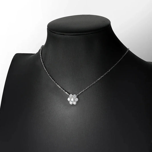 Real D Color Flower Full Moissanite Jewelry Sets for Women 925 Sterling Silver Diamond Pendant Necklace Stud Earrings Jewelry