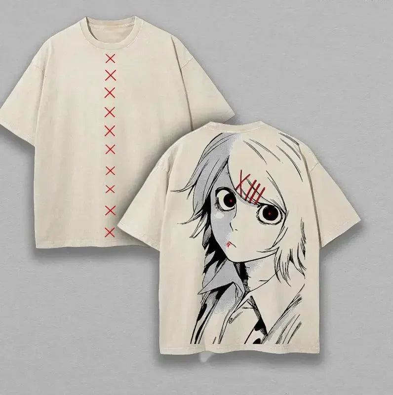 Tokyo Ghoul Juuzou Suzuya Printed Tee Men Women Short Sleeve Clothing Washed Cotton T-shirt Retro Casual T Shirt Harajuku Tshirt