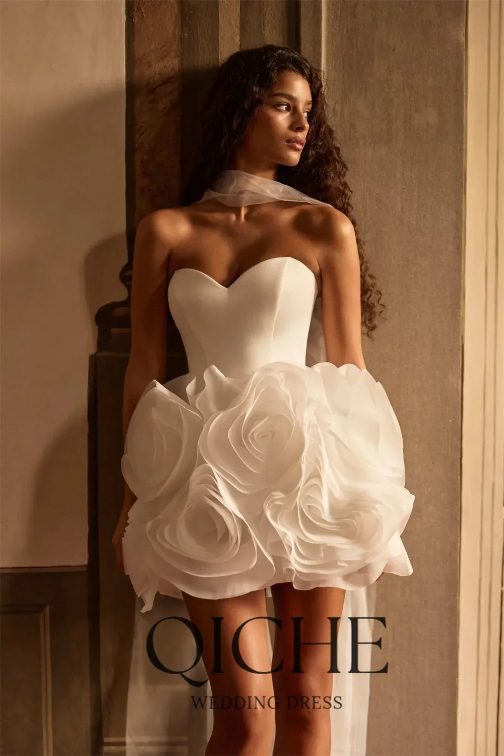 Modern Flowers Short Sheath Wedding Dress 2026 Sweetheart Open Back Formal Bridal Party Gown Vestidos De Noiva Customized