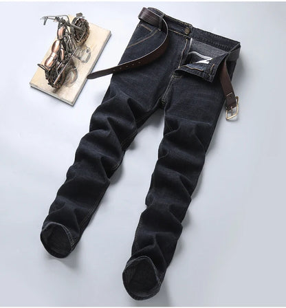 Brand 2026 New Men's Slim Elastic Jeans Fashion Business Classic Style  Denim Pants Trousers Male