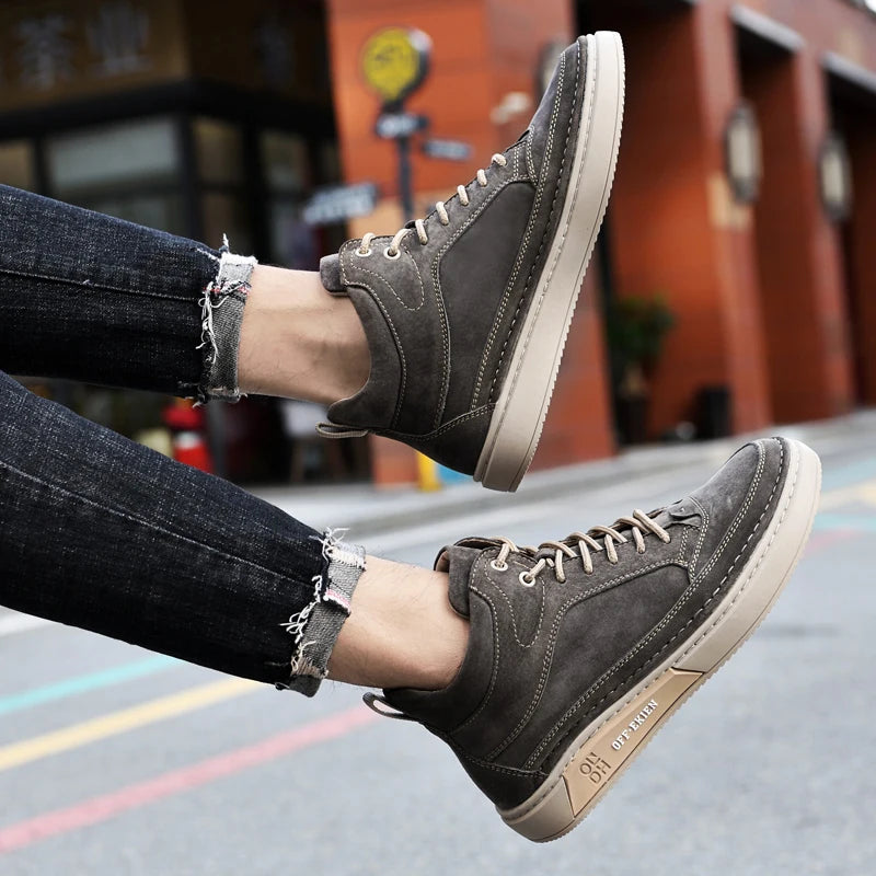 New Arrival Genuine Leather Men Ankle Boots  Design Warm Plush Fur Winter Sneakers Snow Casual Leather Shoes Outdoor Basic Boots