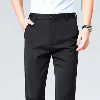 Plus Size Trousers Men Business Suit Pants Stretch Formal Dress Pants Big Man Classic Black Trousers