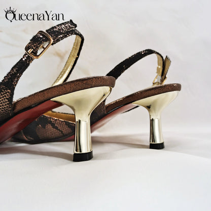 2025 Wine Colour Wedding Women High Heels for Italian Design Shoes and Bag Rhinestone Decorate Pointed-Toe Gorgeous Parties