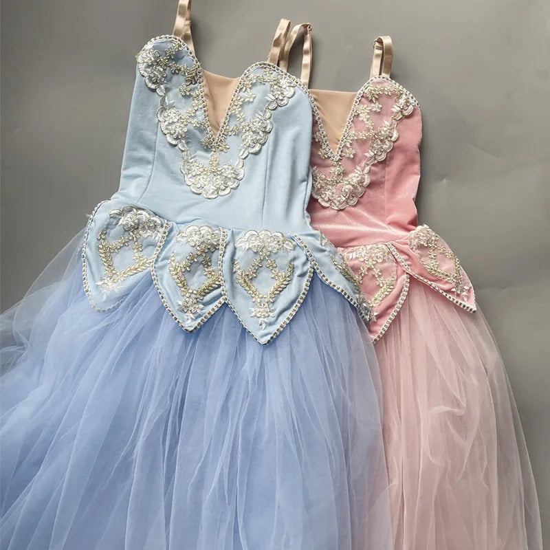 Girls' Ballet Dress Elegant Tulle Performance Leotard with Puffy Skirt for Dance Competitions & Recitals Contemporary Outfit