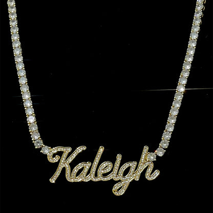 Custom Cursive Letter Pendant Customized Name Necklace for Women Iced Out CZ Zircon Rock Street Hip Hop Jewelry