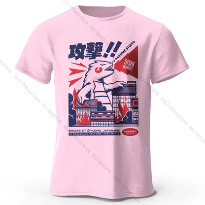 Urban Anime Dinosaur Graphic T-shirt - Unique Japanese Cartoon Design for Men Women Trendy Streetwear