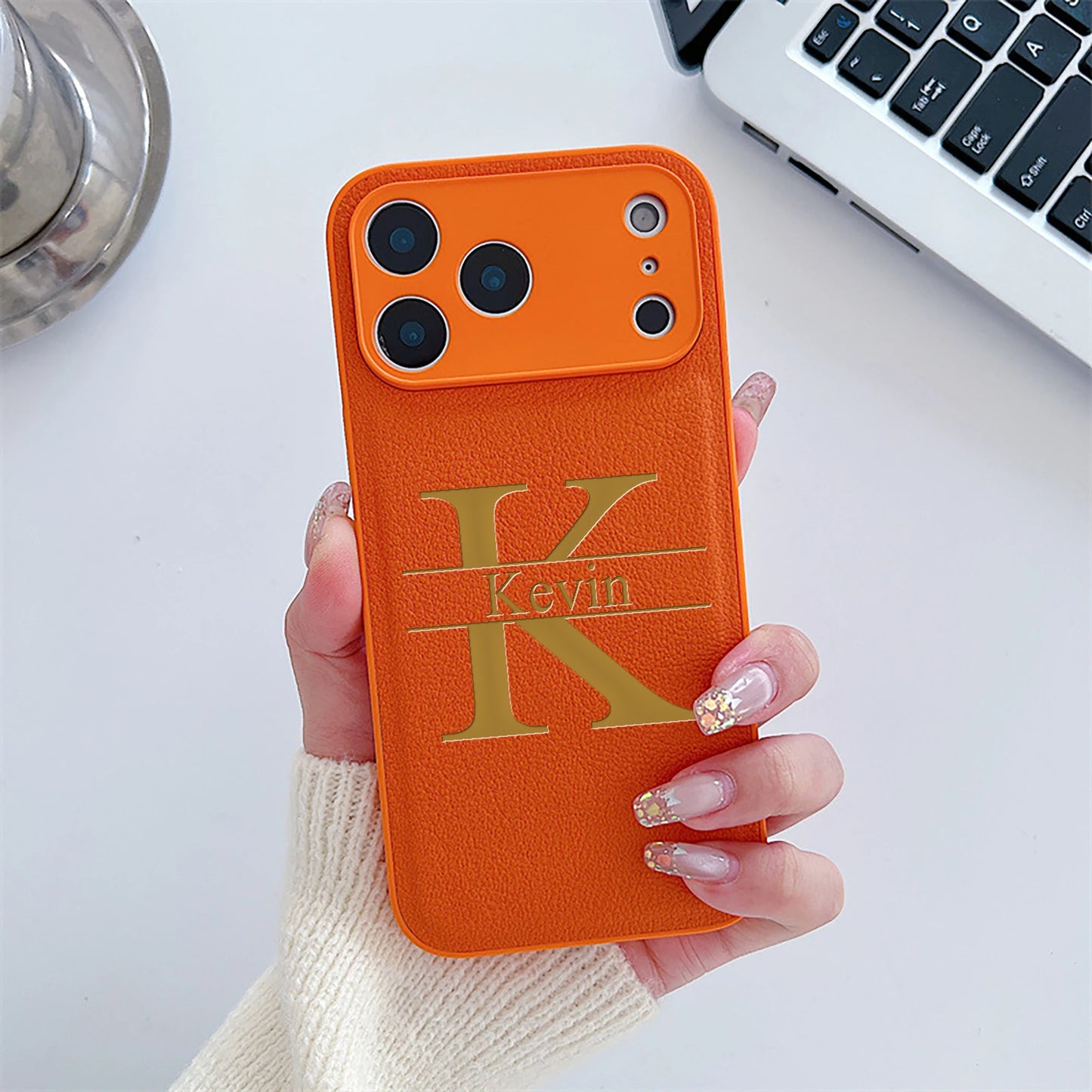 Custom Capital Letters Name Artificial Leather Multicolored Phone Case Gift For iPhone 17 16 15 14 13 12 11 Pro Max 17 Air Plus