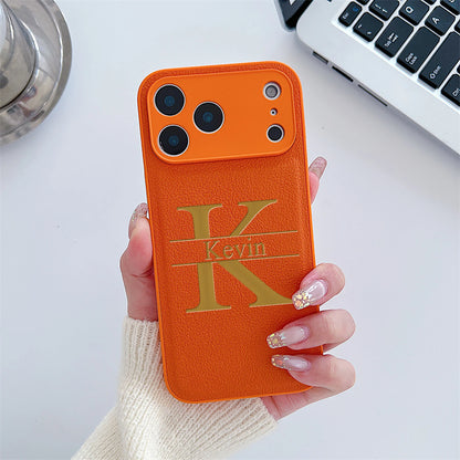 Custom Capital Letters Name Artificial Leather Multicolored Phone Case Gift For iPhone 17 16 15 14 13 12 11 Pro Max 17 Air Plus