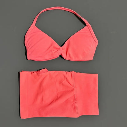 2PCS HISTELLO Sports Seamless Yoga Set Push Up Women Bra Scrunch Butt Lift Leggings Ultra Soft Comfort Yoga Workout Wear