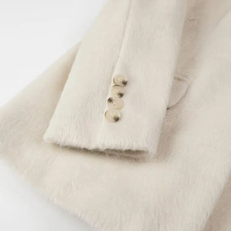 2026 Women Winter Blazer Coat Turn Down Collar Warm Coat Turn Down Collar Fashion Design Blazer Feminino Tops Clothes