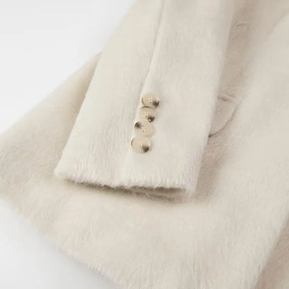 2026 Women Winter Blazer Coat Turn Down Collar Warm Coat Turn Down Collar Fashion Design Blazer Feminino Tops Clothes