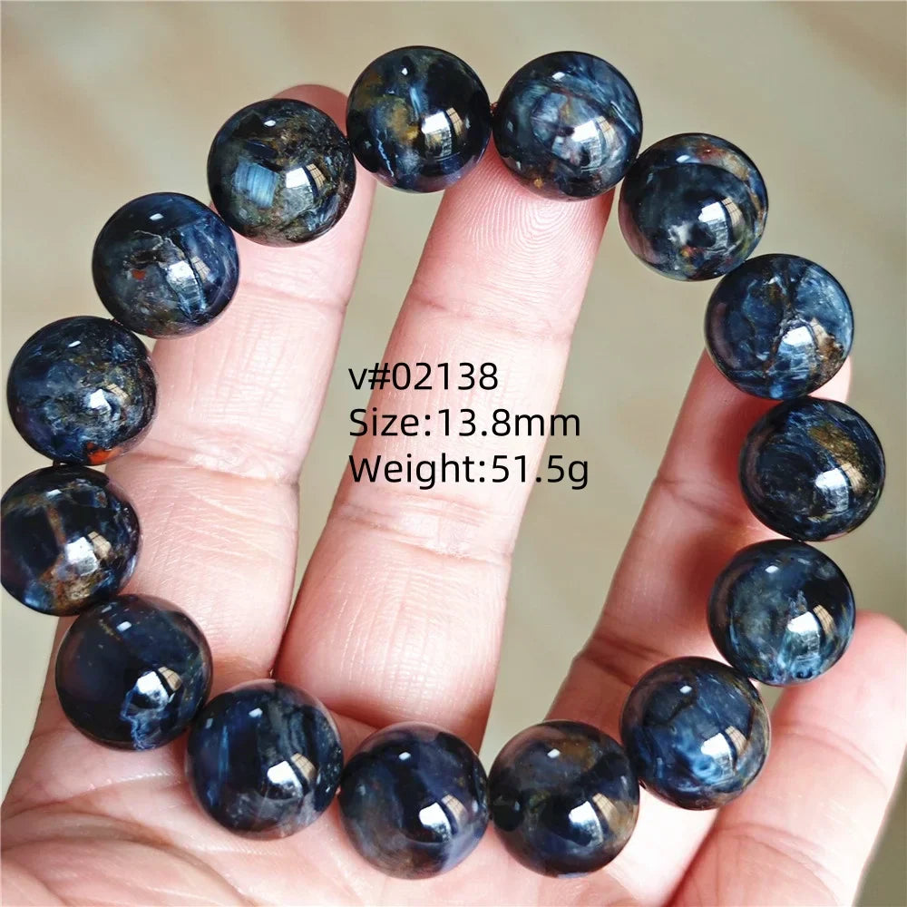 Natural Blue Pietersite Bracelet Women Men Beads Round Beads Chatoyant Cat Eye Fire Pietersite Namibia AAAAAA