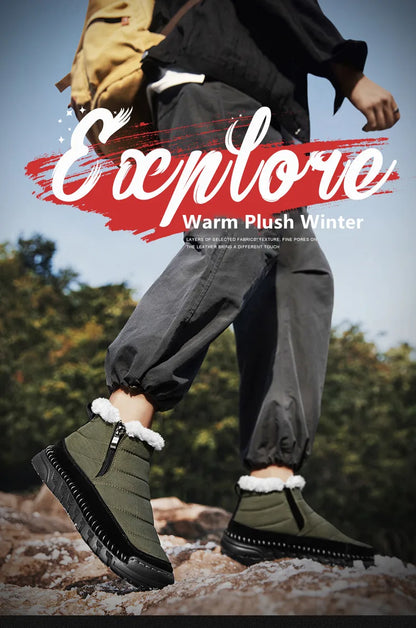 New Fashion Men's Boots Winter Plush Men Snow Boots Warm Fur Ankle Boots Outdoor Non-slip Sneakers Winter Casual  Boots Size 46
