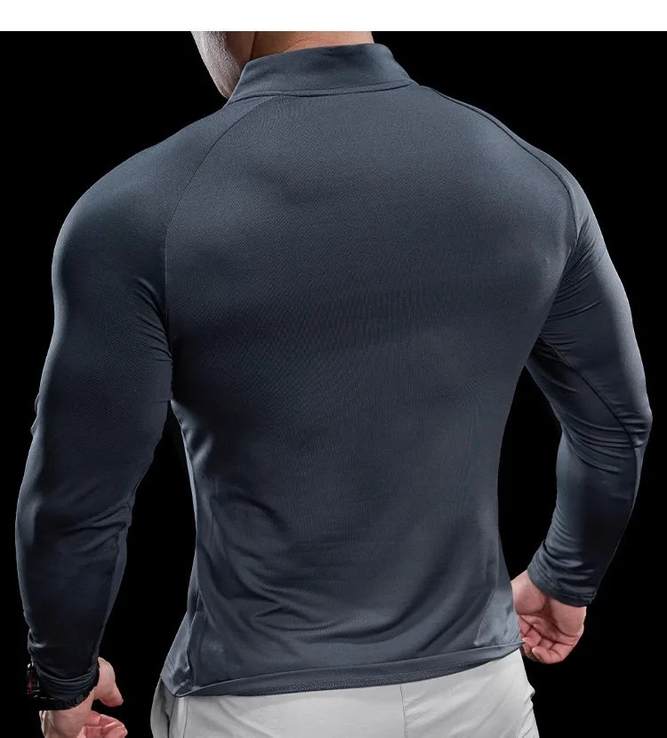 2024 New Men's Sports Gym Fitness Tops Running Training Clothes Round Neck Quick-drying Breathable Long-sleeved T-shirt Autumn