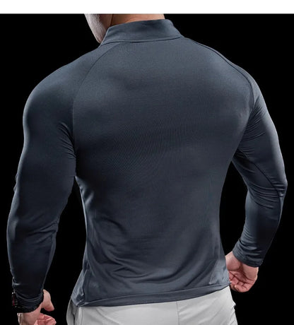 2024 New Men's Sports Gym Fitness Tops Running Training Clothes Round Neck Quick-drying Breathable Long-sleeved T-shirt Autumn