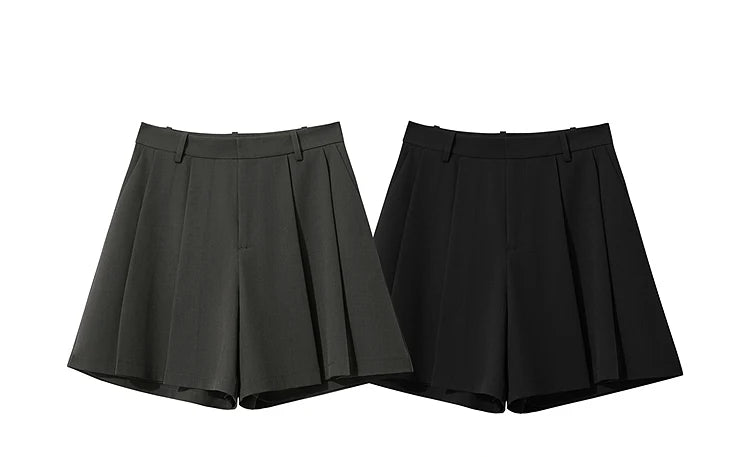Minimalist Casual Shorts For Women 2025 Autumn Preppy Style Loose Black Shorts Office Lady Luxury Shorts Daily 12523085