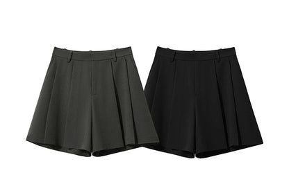 Minimalist Casual Shorts For Women 2025 Autumn Preppy Style Loose Black Shorts Office Lady Luxury Shorts Daily 12523085