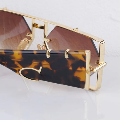 Hexagon 004 Desinger Brand Sunglasses Men Women Metal Thick Acetate Luxury Square Classical Outdoor Solar Shades UV400 with Case