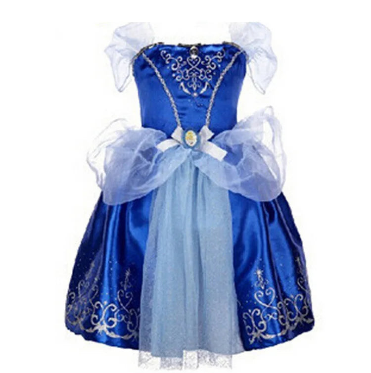 Disney Cinderella Cosplay Costume Kids Clothes for Girls Sequins Princess Dress with Floral Bow Birthday Party Ball Gown