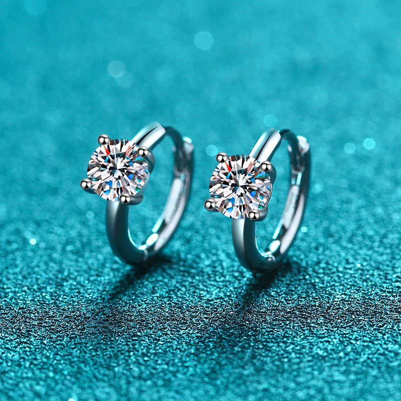 1ct Moissanite Hoop Earrings S925 Sterling Silver with 18k White Gold Plated Diamond Gem Earring for Women Jewelry Gifts