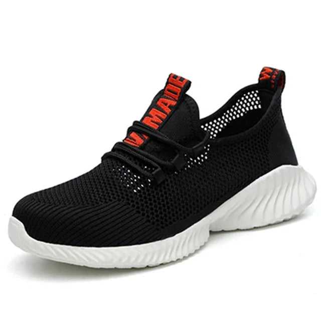 Work Boots Breathable Safety Shoes Men's Lightweight Summer Anti-Smashing Piercing Work Sandals Single Mesh Steel Toe Sneaker