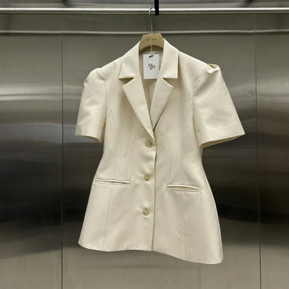 2024 Summer New Korean Short Sleeve Overcoat Women's Fashion Style Blazer Coat