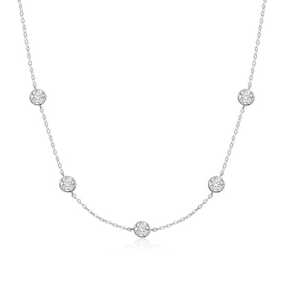 D VVS1 Moissanite Necklace for Women Sterling Silver with GRA Clavicle Chain Plated 18K White Gold Wedding Fine Jewelry