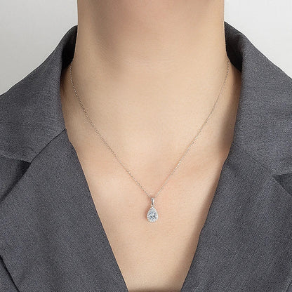 1CT Pear Cut Moissanite Necklace for Women S925 Pure Silver Sparkling Diamond Pendant Luxury Jewelry Party Gift