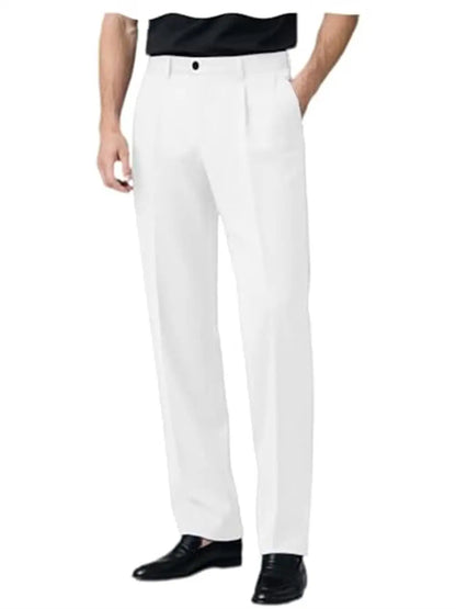 Men's Premium Pleated Wide-Leg Dress Pants Versatile Formal Casual Trousers Chinos Business Daily Office Banquet Wedding Summer