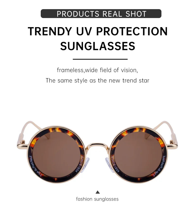 Round Steampunk Sunglass Men Vintage Punk Sunglasses Women Trendy Retro Fashion Glasses Gafas De Sol Hombre Lunette Soleil Femme