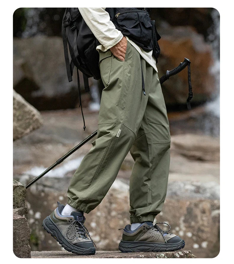 Men Waterproof Pant Autumn With Belt Hiking Trousers Breathable Mountaineering Pant Multi-pocket Camping Fishing Sport Trousers