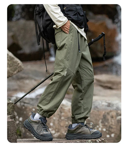Men Waterproof Pant Autumn With Belt Hiking Trousers Breathable Mountaineering Pant Multi-pocket Camping Fishing Sport Trousers
