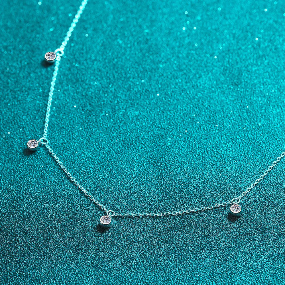Moissanite Necklaces for Women 0.5ct Round Lab Diamond GRA s925 Sterling Silver 18k Dainty Daily Necklace Jewelry Gift