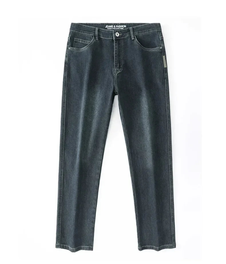 2025 New Autumn and Winter Men's Jeans Loose Comfortable Straight Business Casual Versatile Wide-leg Business Trousers