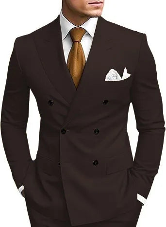 Man 2 Piece Outfit Set Double-breasted, Double-slit Suit for  Wedding Dresses Stage Costume Graduation Casual Suit