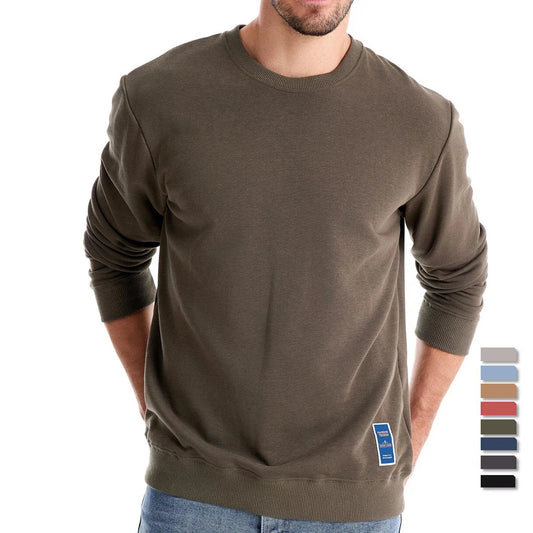 Mens Crew Neck Solid Color Sweatshirts Pullover Casual Sport Sweatshirt for Men
