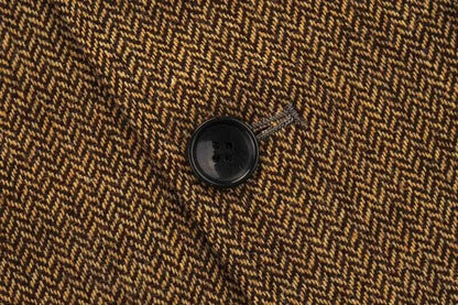 Retro British Tweed Men's Woolen Outwear Brown Wool Tweed Suit Herringbone Pattern Autumn and Winter Slim Fit Suit