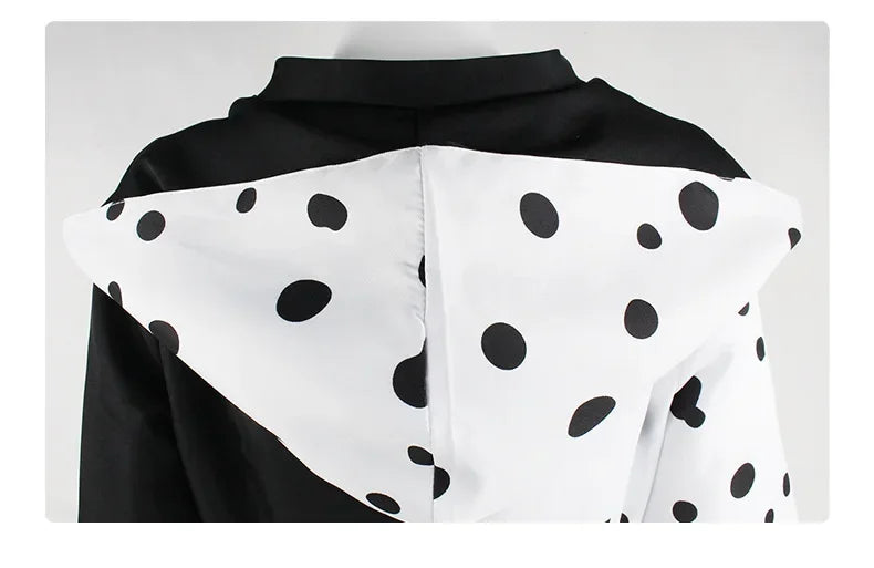 Anime Cruella cosplay costume dress set with gloves cloak Halloween carnival set adult female Cruella De Vil costume