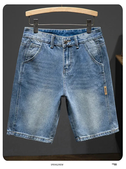 Summer Thin Bermuda Jeans Men's High Street Straight Shorts Fashion Casual Blue Classic Style Male Clothes Short Pants