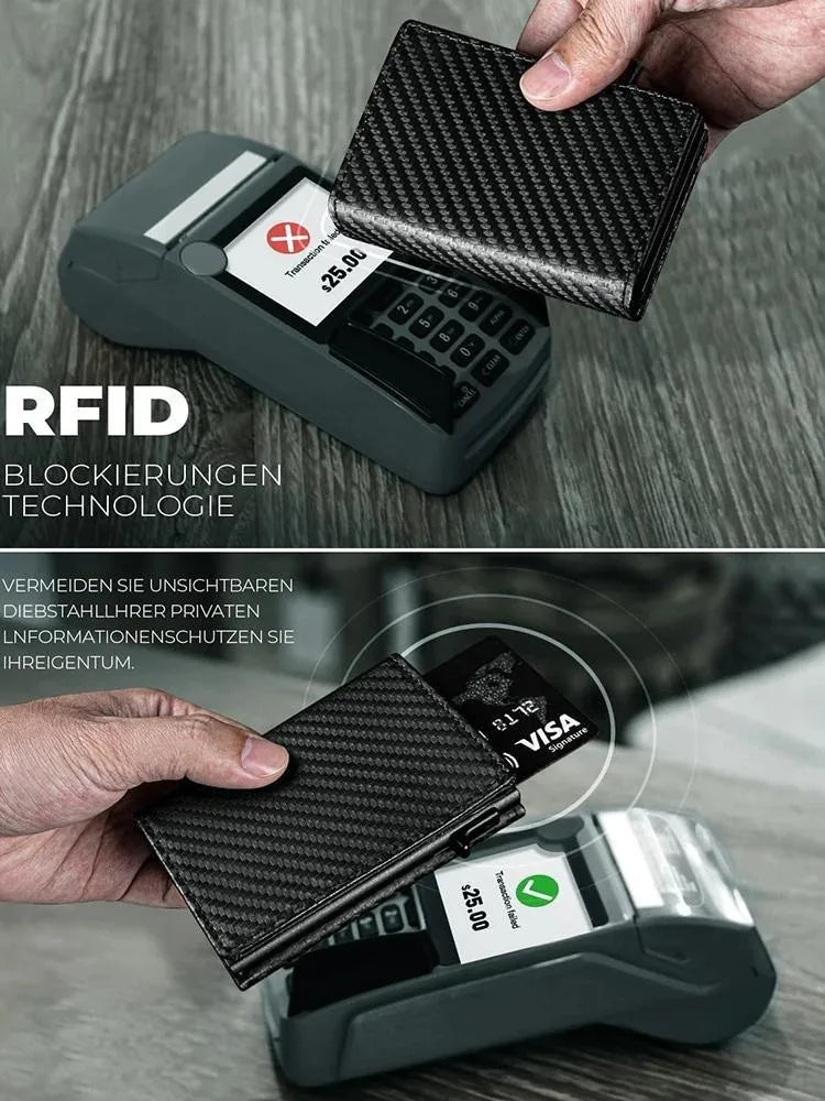Slim Wallet with Coin Slot Credit Card Wallet Mens for Magnetic Closure RFID Protection Men Wallet